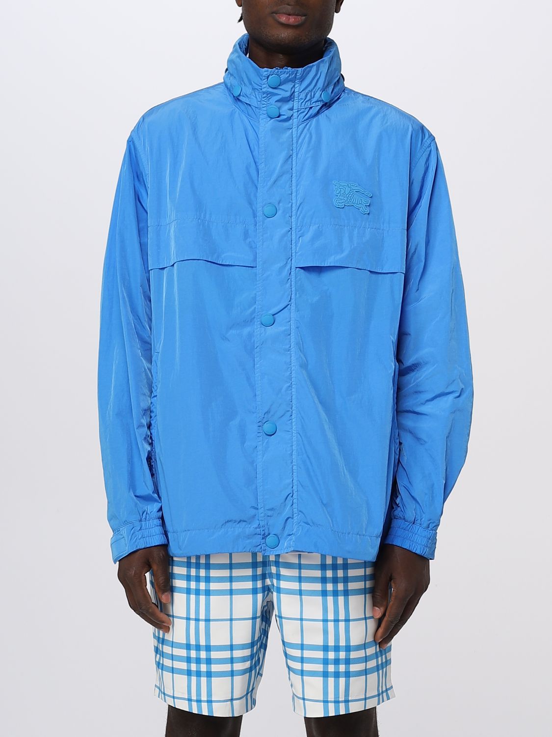 Shop Burberry Men's Jacket In Blue