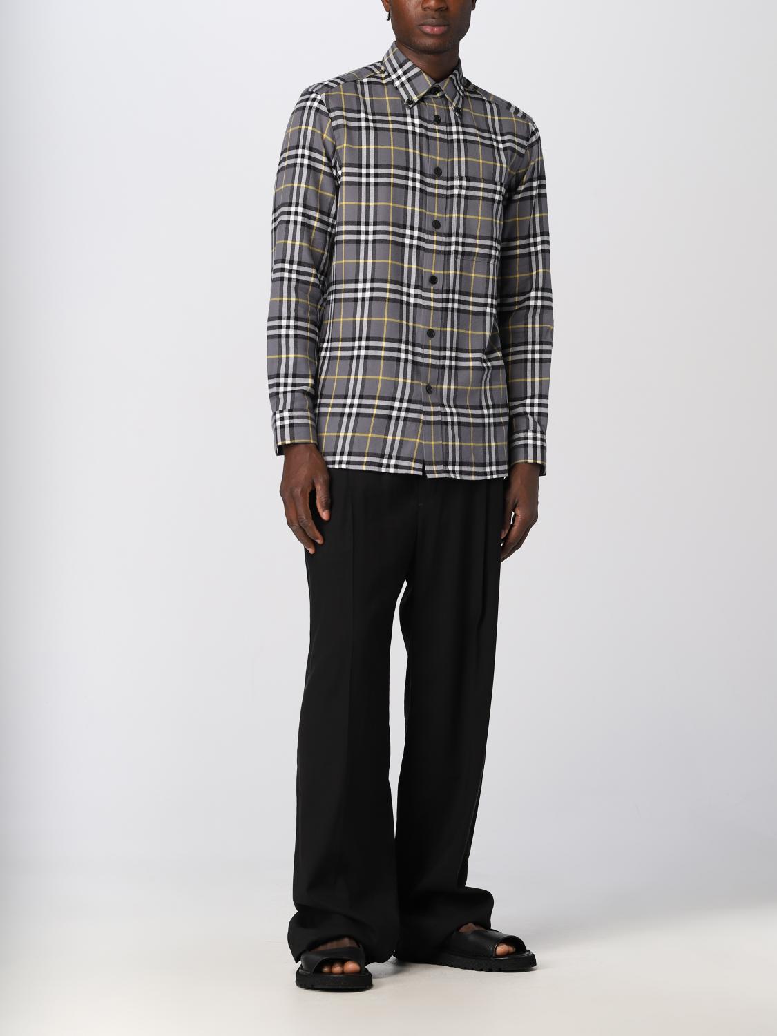 BURBERRY: Camisa para hombre, Gris | Camisa Burberry 8064884 en línea en  