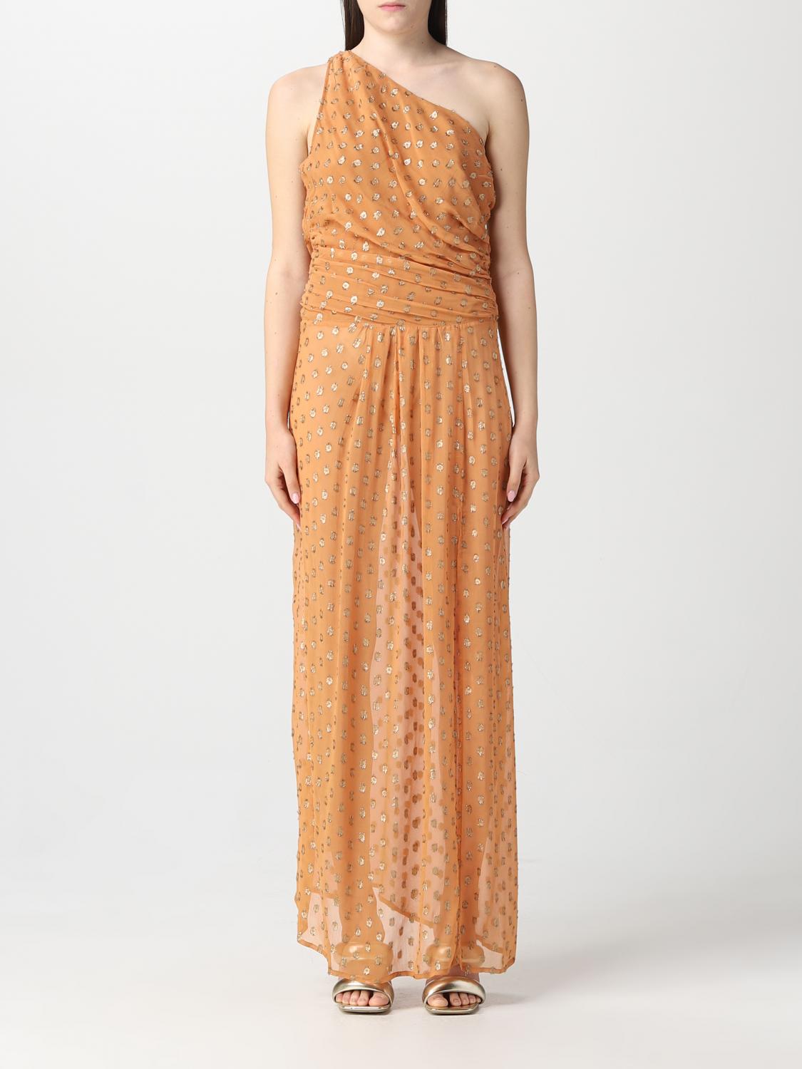 Shop Twinset Georgette  Dress In Brick Red