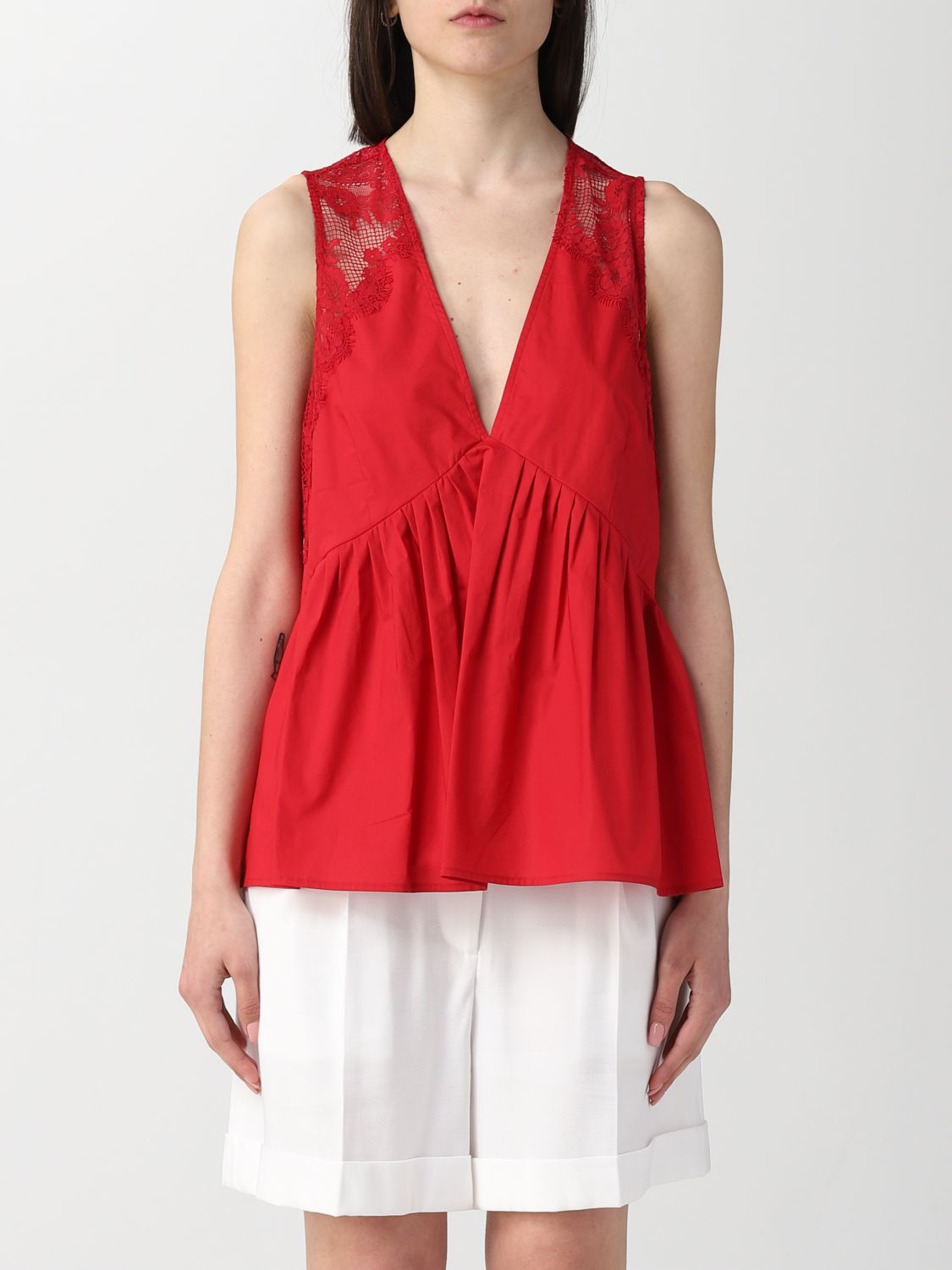 TWINSET: top for woman - Red | Twinset top 231TT2086 online on GIGLIO.COM