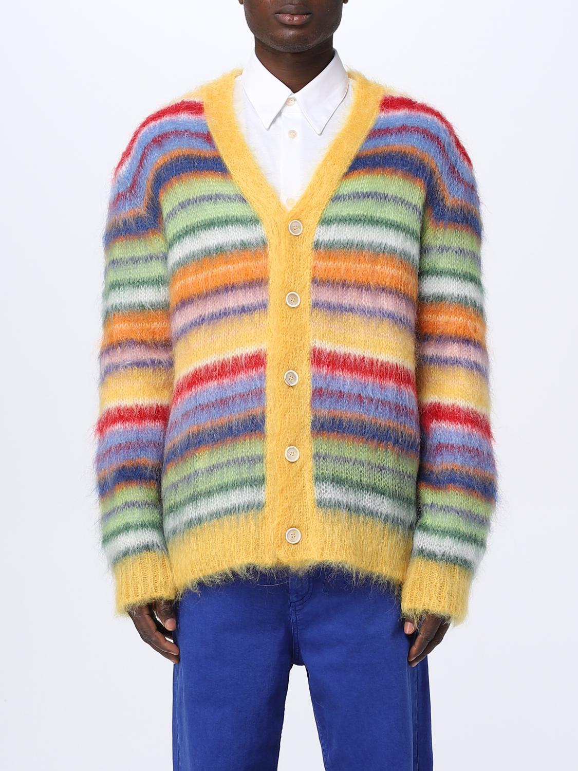 Marni Striped Buttoned-up Cardigan In Multicolor