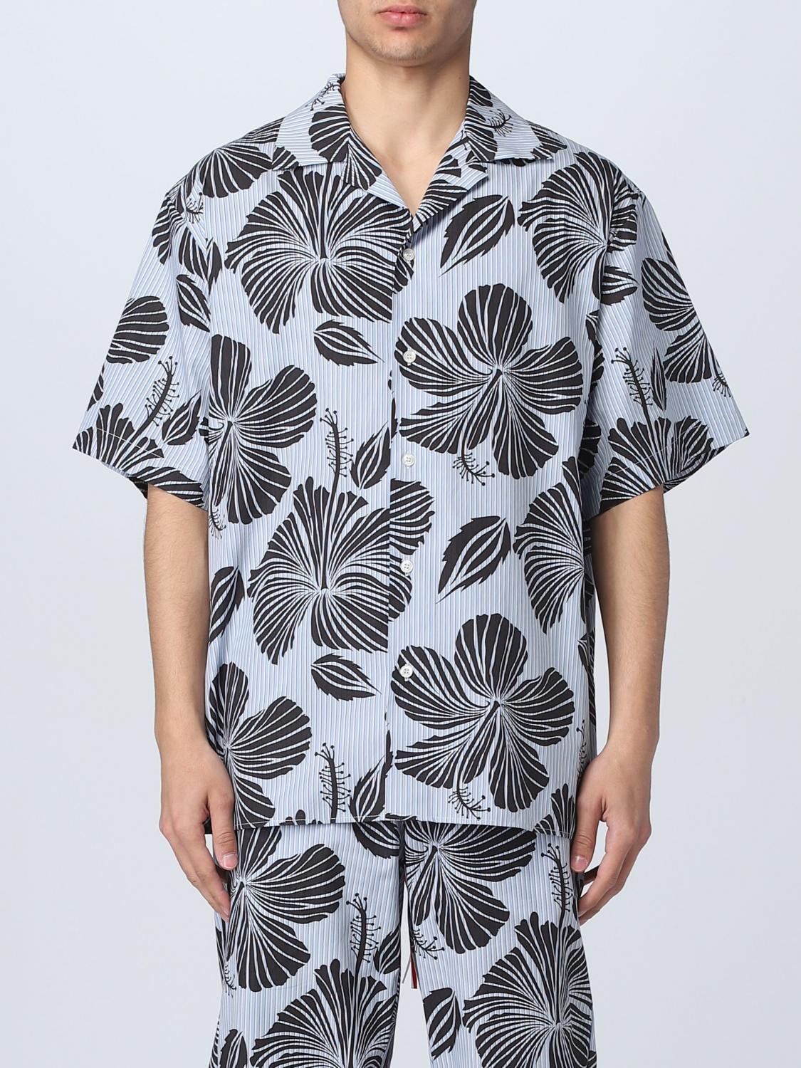 Msgm Hibiscus Print Abowling Shirt In Multicolor