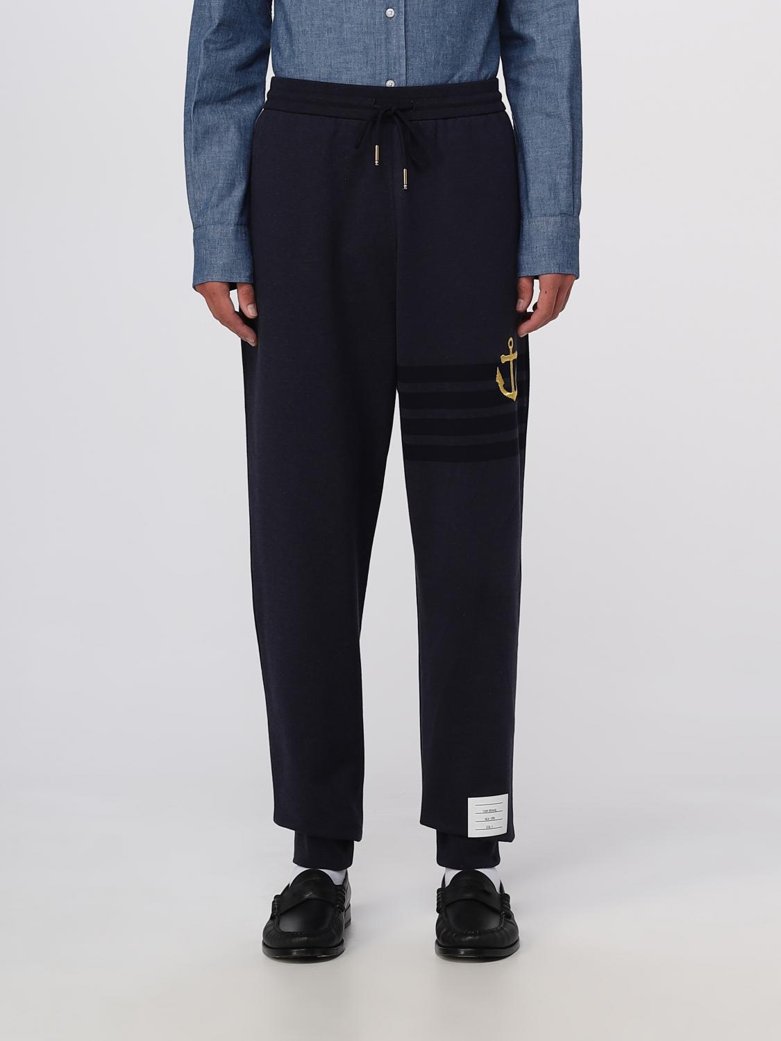 Thom Browne Tapered Grosgrain-trimmed Loopback Cotton-jersey Sweatpants In Blue
