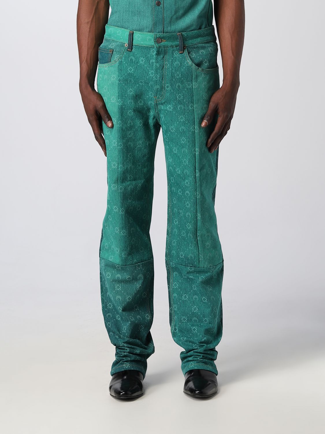 MARINE SERRE: jeans for man - Green | Marine Serre jeans P021SS23MU ...