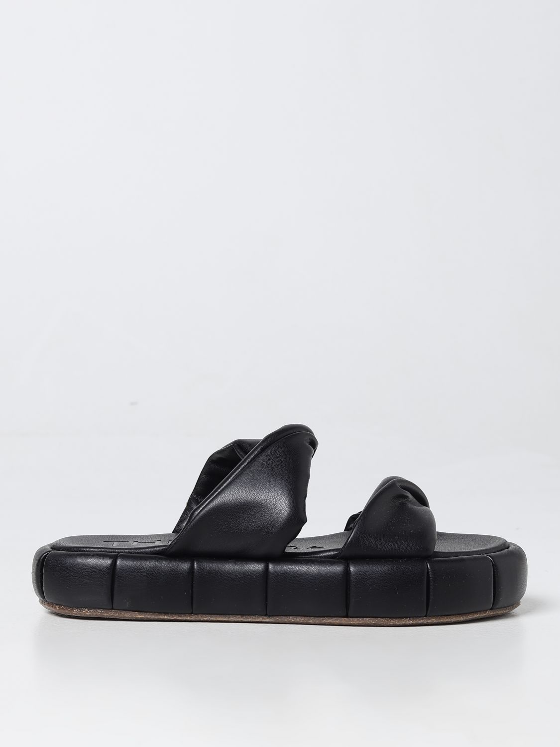 Shop Themoirè Flat Sandals  Woman Color Black