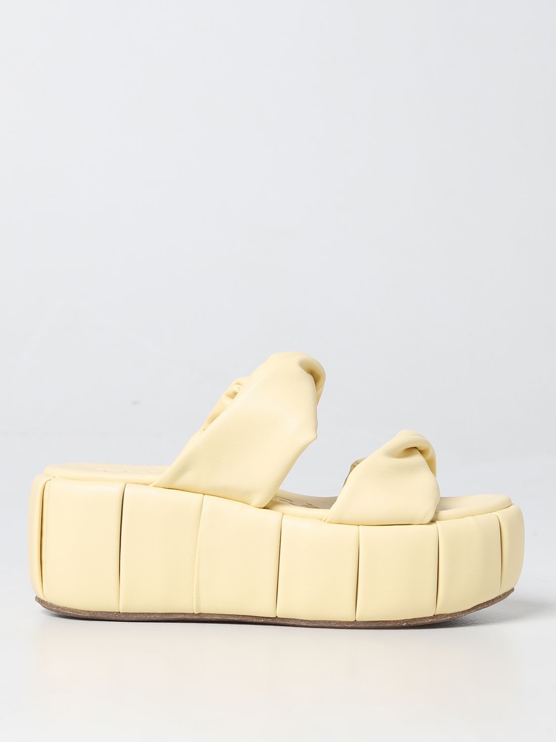 Themoirè 75mm Knotted Platform Sandals In Yellow