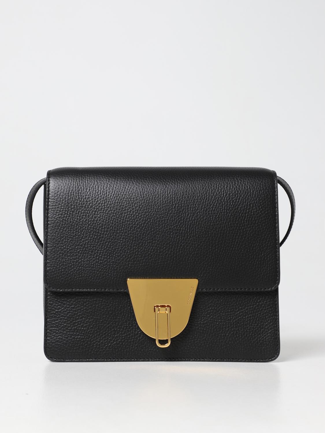 COCCINELLE Borsa Nico in pelle a grana Nero Borsa A Spalla