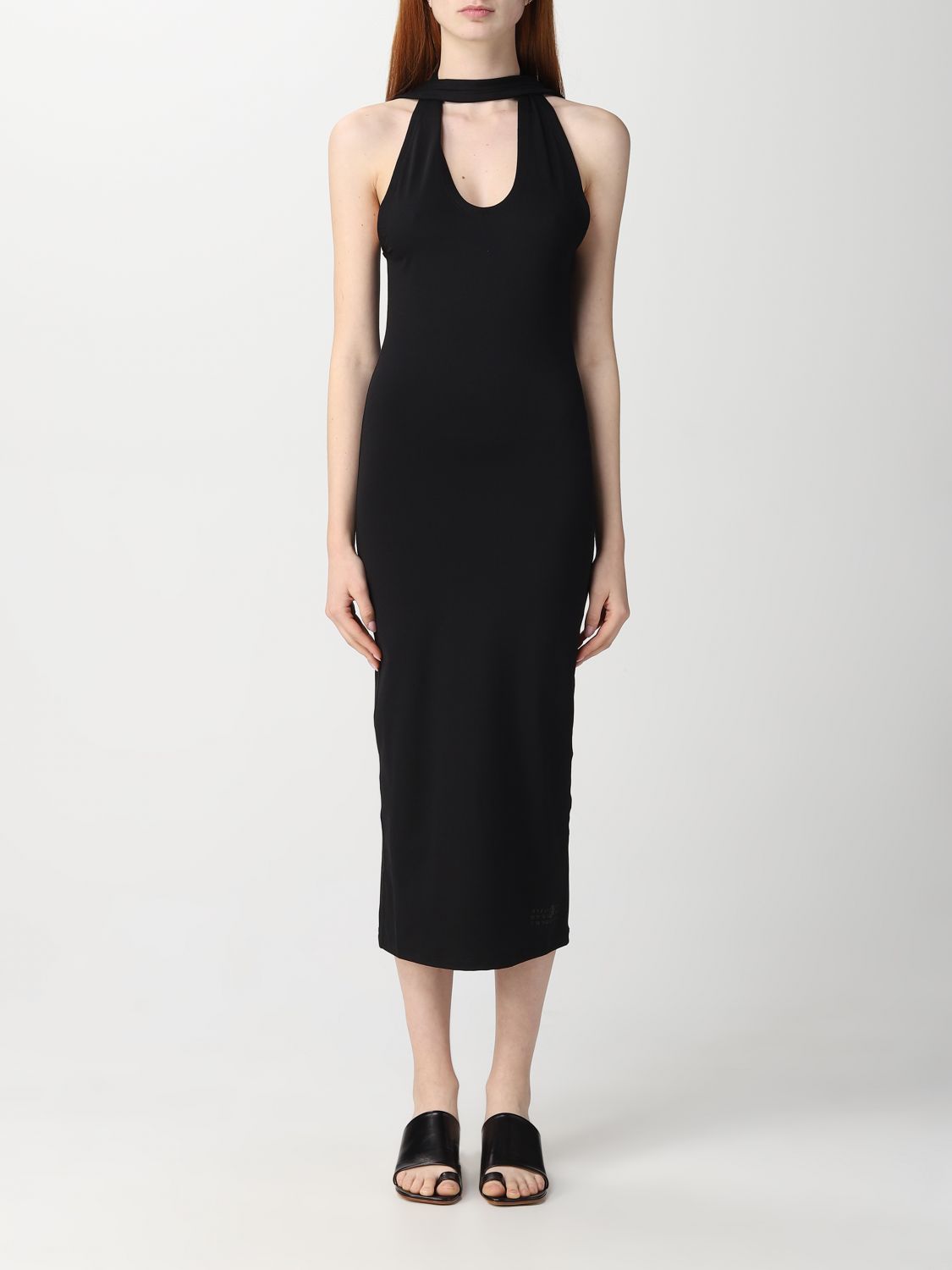 MM6 Maison Margiela Jersey Dress in Black/Grey