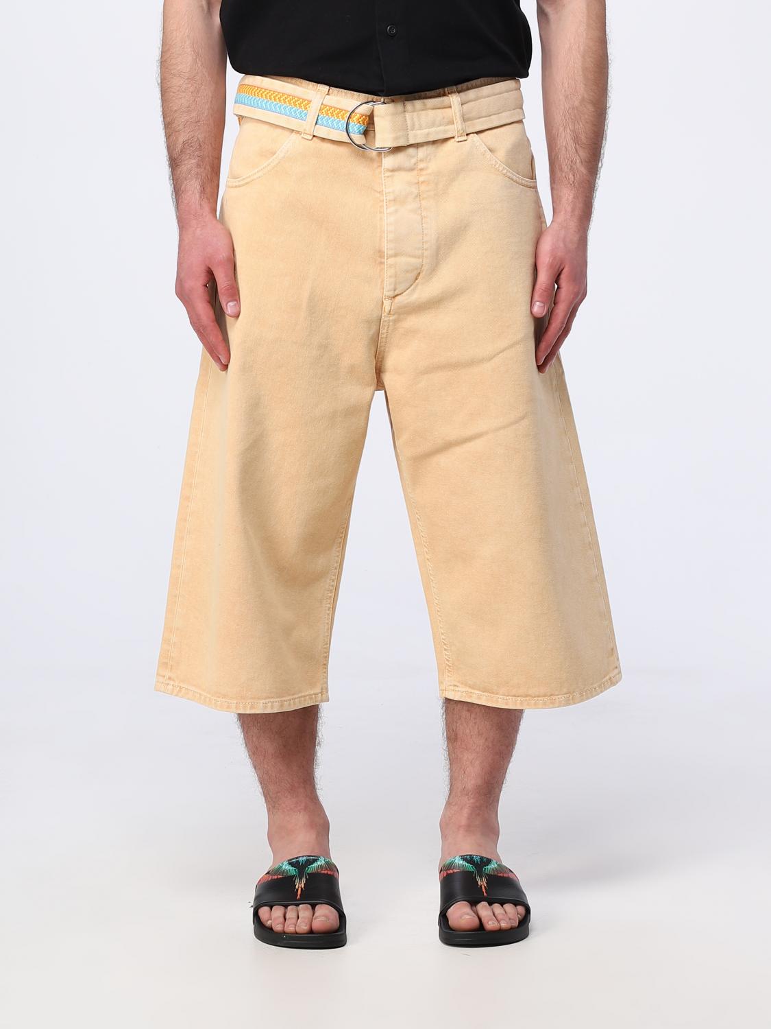 Marcelo Burlon County Of Milan Short Camel Cotton Trousers In Camel
