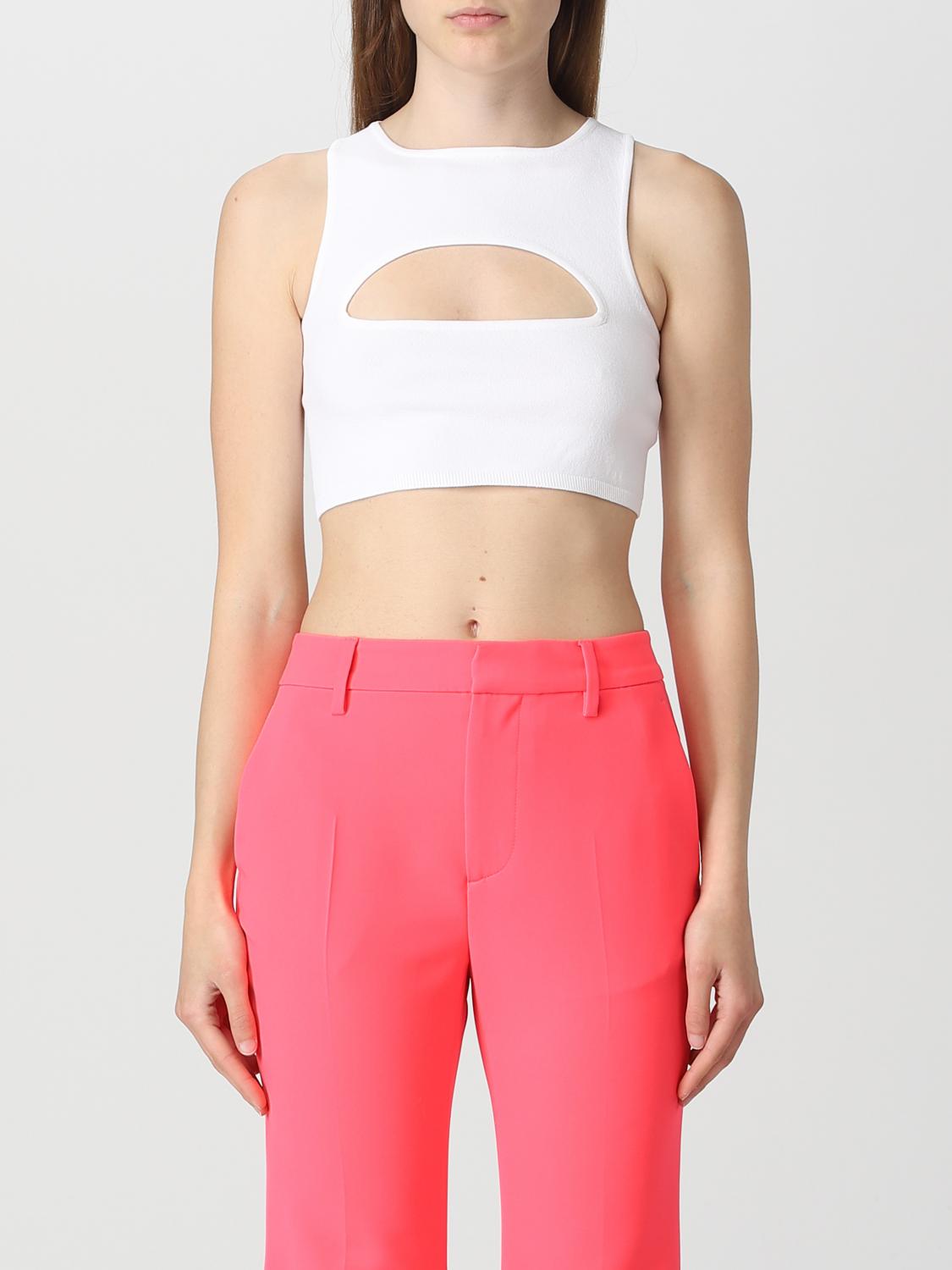 Dsquared2 Cut-out Sleeveless Cropped Top In White