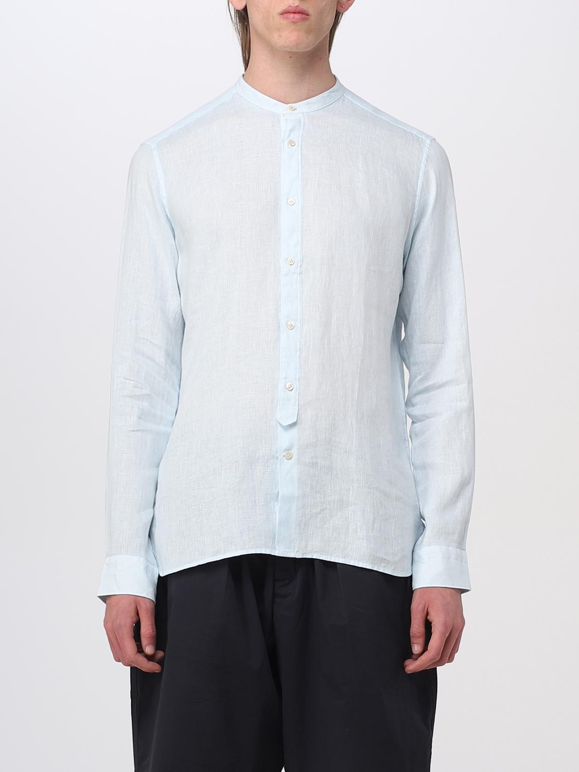 Tシャツ・カットソー TINTORIA MATTEI LINEN KOREAN NECK SHIRT Tintoria Mattei Linen Korean Neck Shirt Clothing In Blue