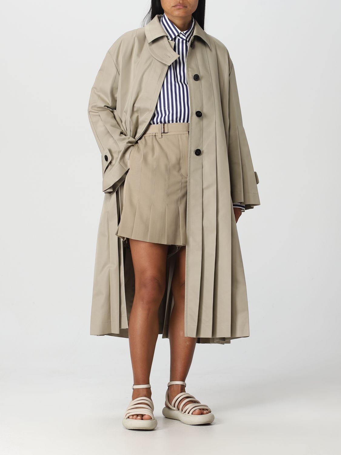 Sacai Outlet: trench coat for woman   Beige   Sacai trench coat