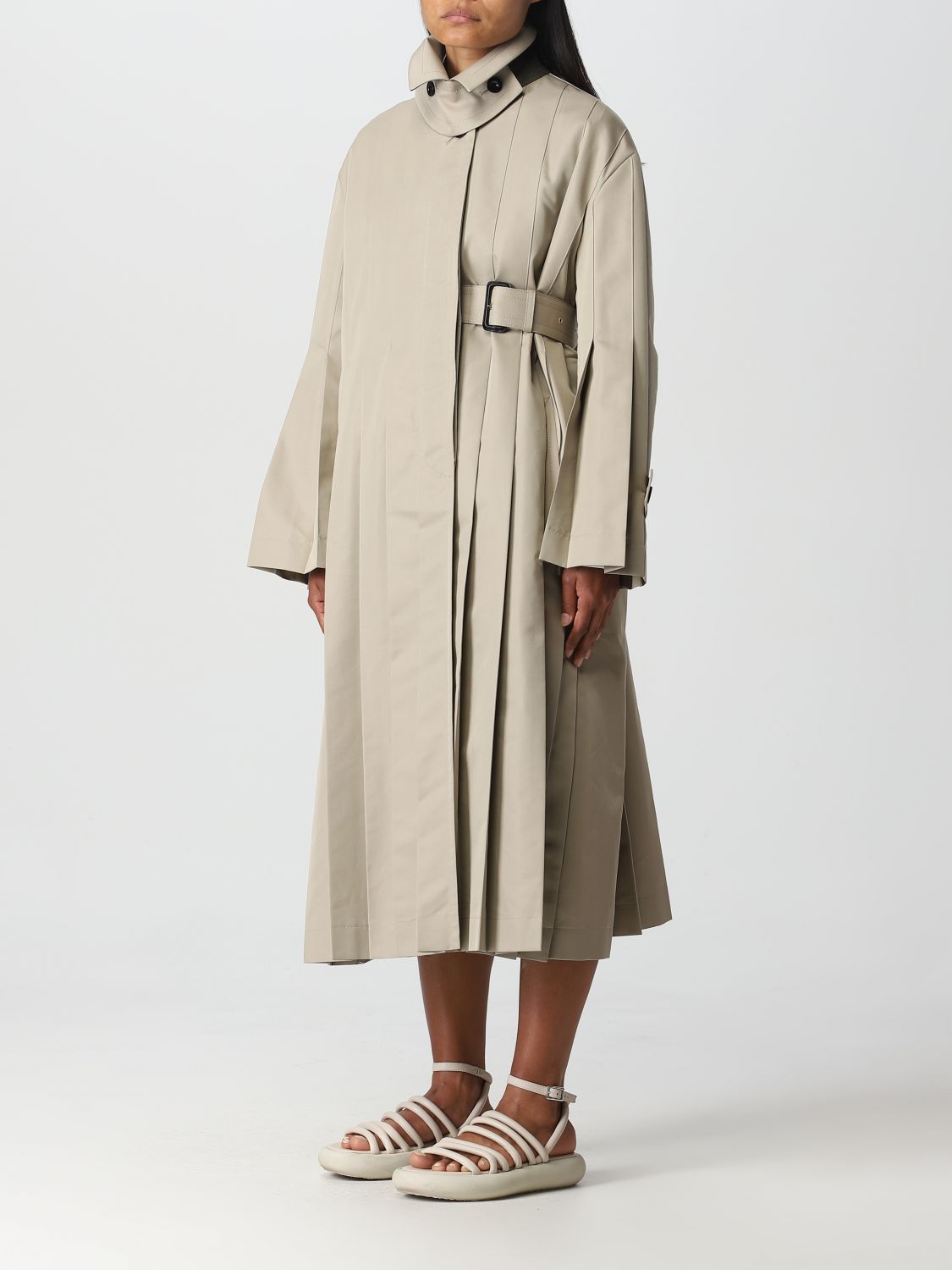 SACAI: coat for woman - Beige | Sacai coat 2306438 online on GIGLIO.COM