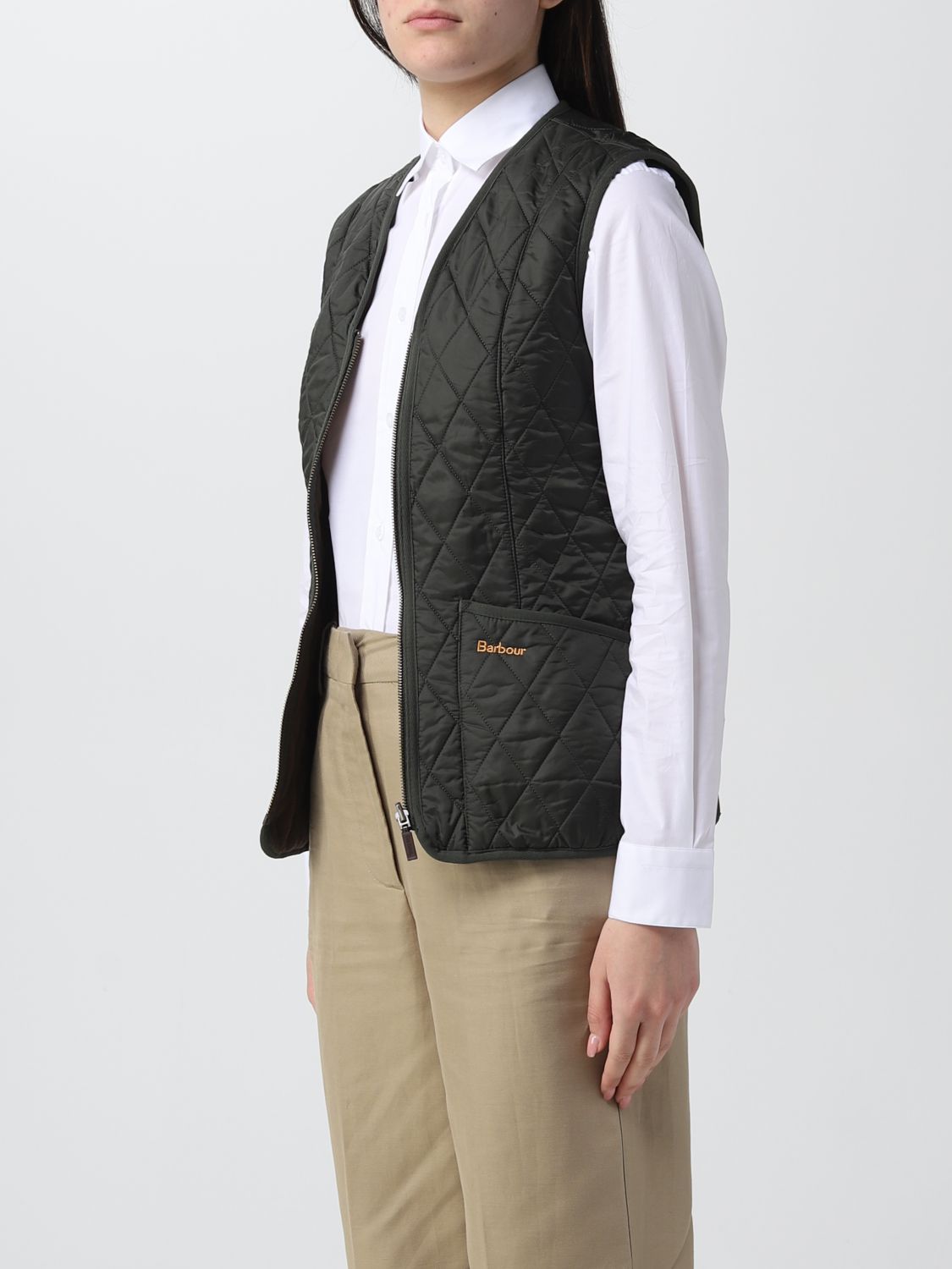 BARBOUR: waistcoat for woman - Olive | Barbour waistcoat LLI0003 online ...