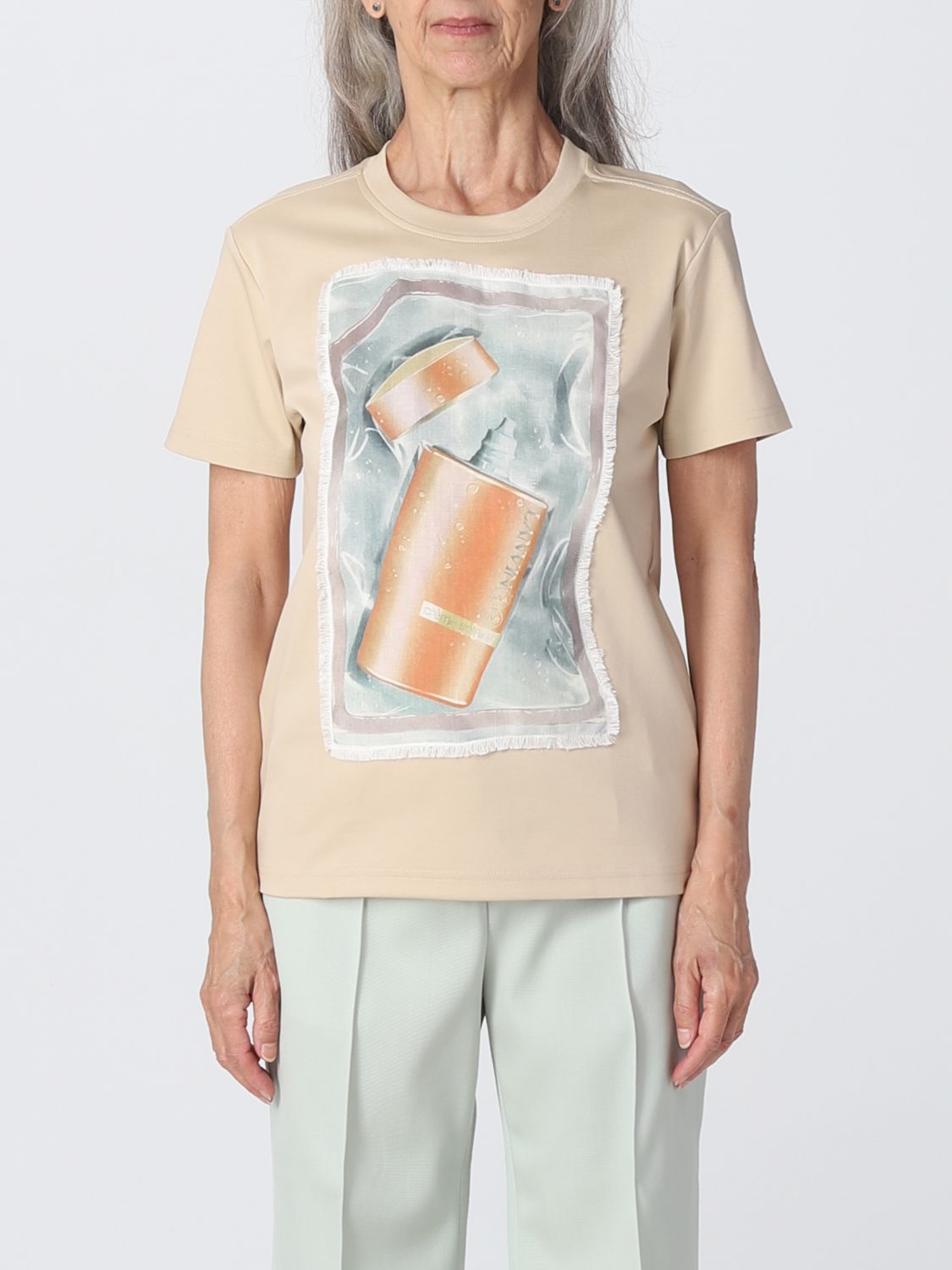 Shop Lanvin T-shirt  Woman Color Sand