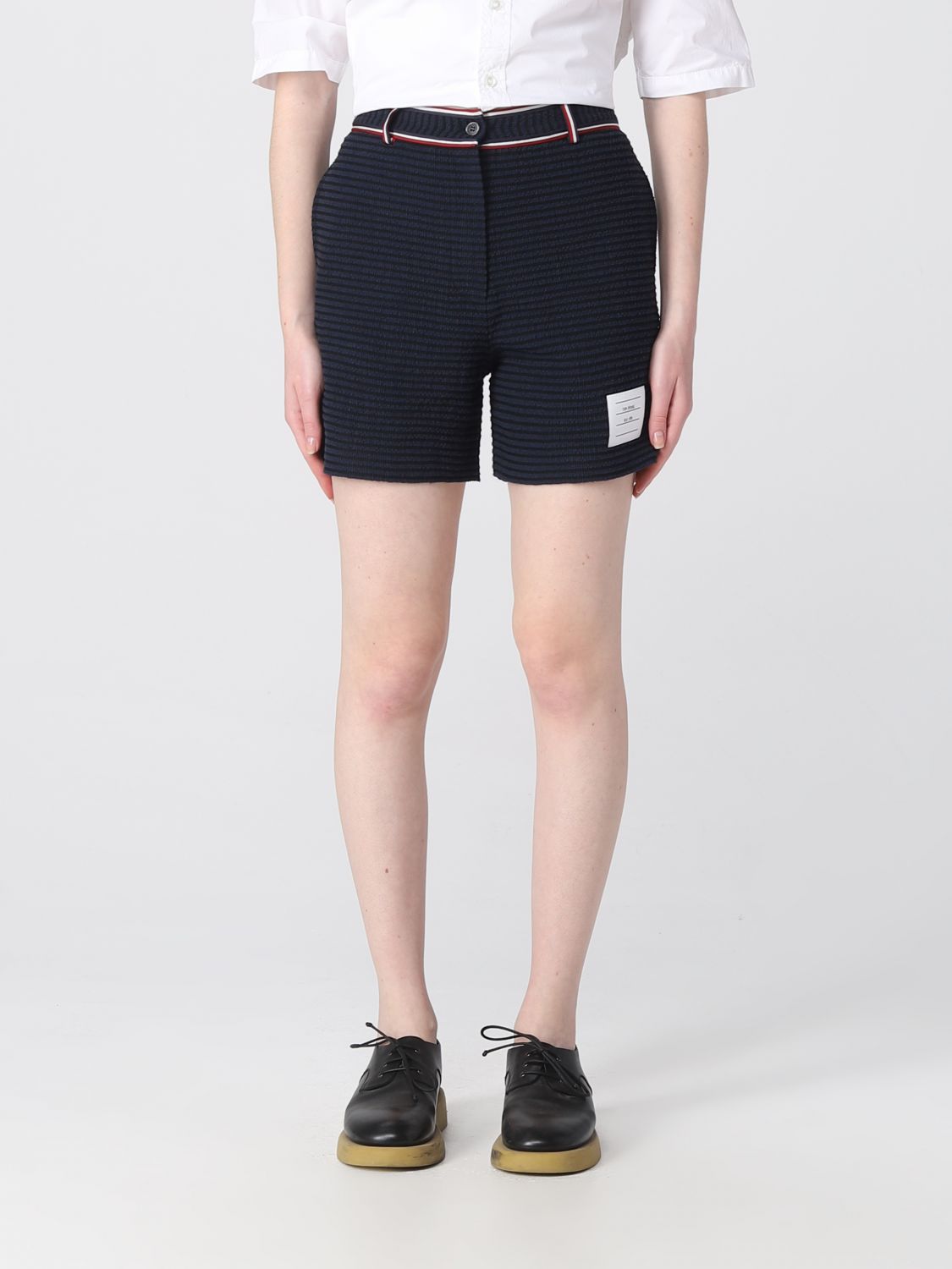 Thom Browne Shorts In Cotton Blend In Blue