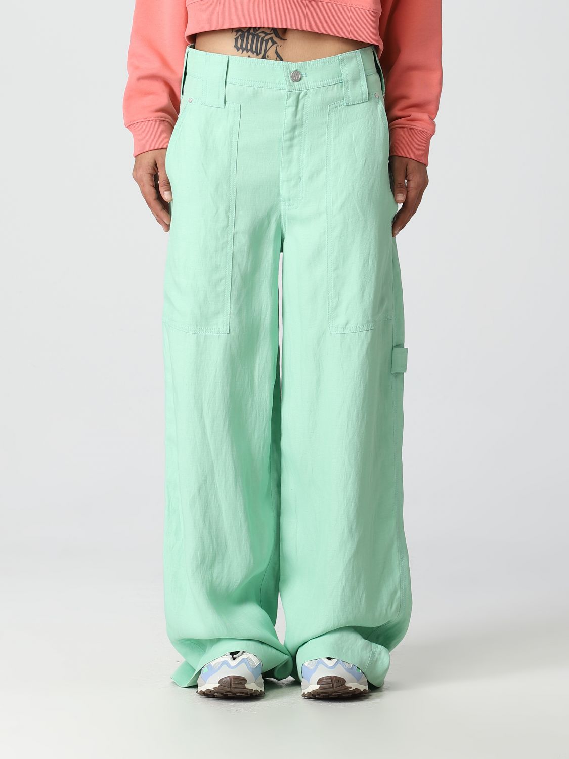 Shop Stella Mccartney Pants In Viscose Blend In Green