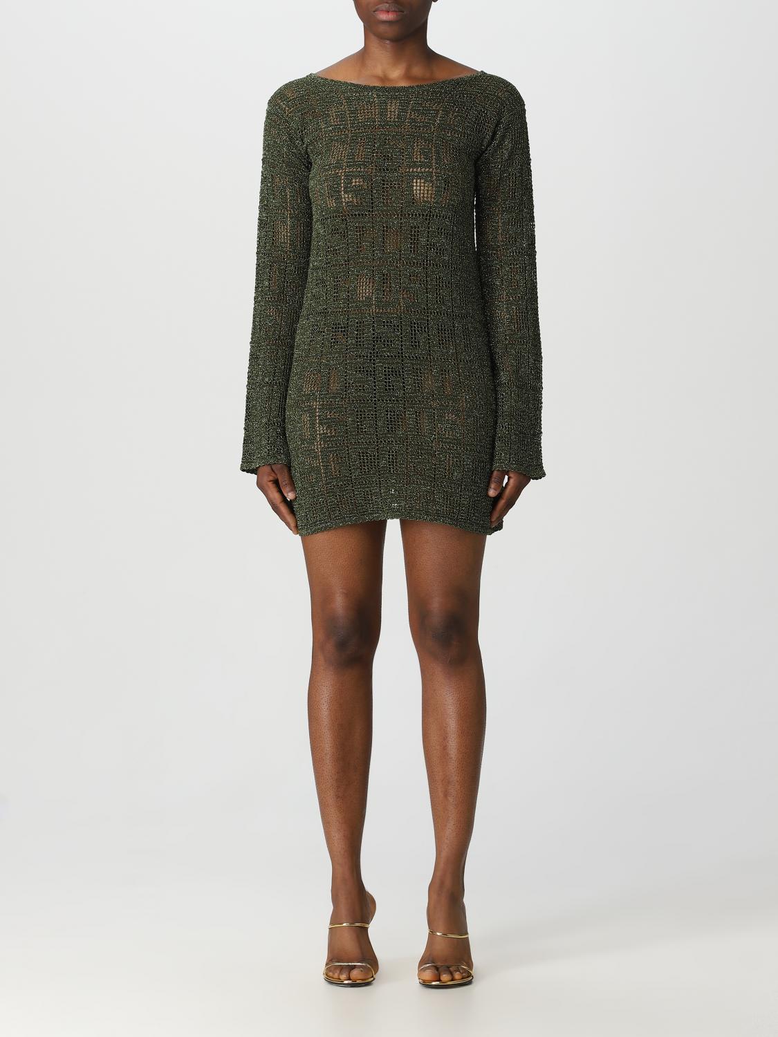 Gcds Monogram Macrame Dress In Green