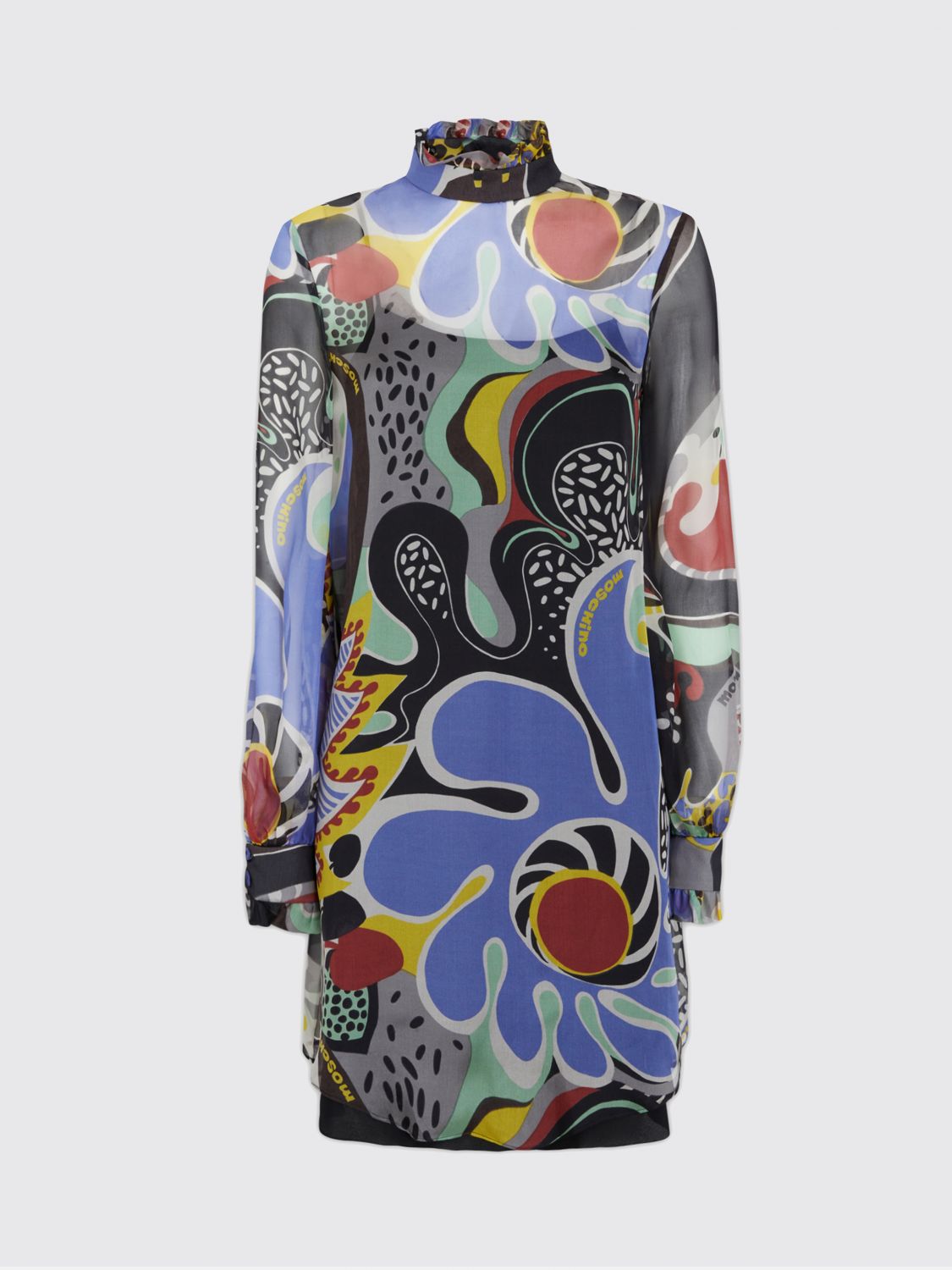 Moschino Long-sleeved Printed Dress In Multi