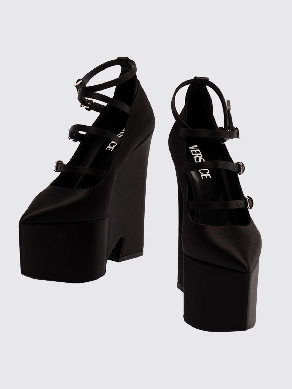 VERSACE: high heel shoes for woman - Black | Versace high heel shoes ...