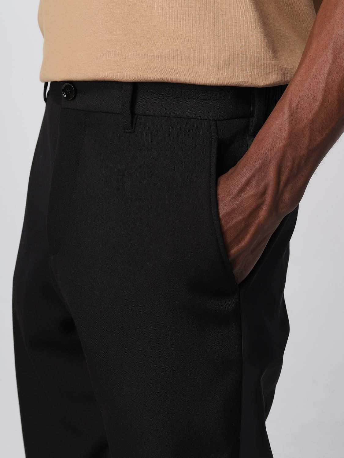 BURBERRY jogging trousers in cotton with logoed bands  Black  Burberry  pants 8026230 online on GIGLIOCOM
