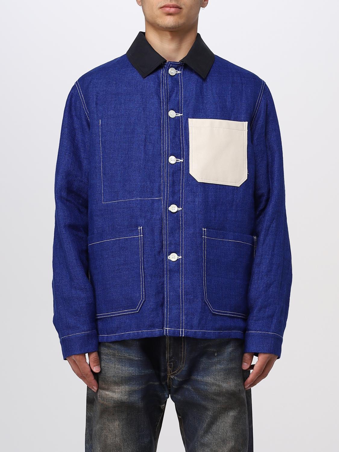 Junya Watanabe X Off White Linen-blend Shirt Jacket In Blue