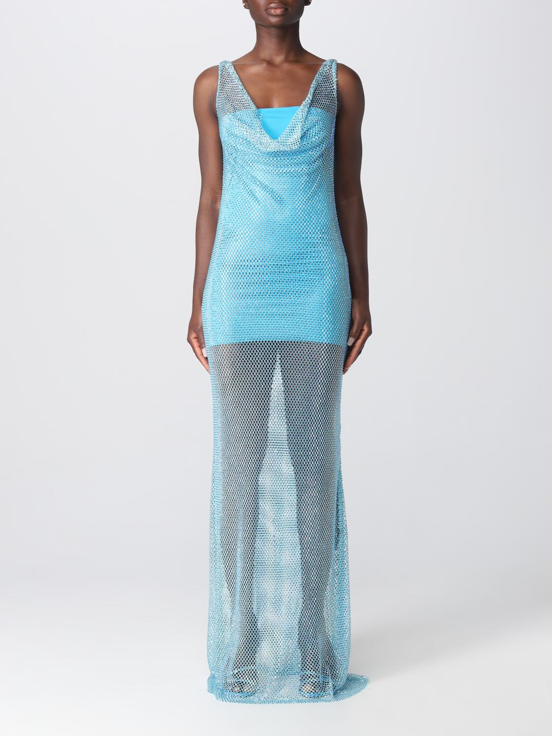Giuseppe Di Morabito Embroidered Mesh Maxi Dress In Blue