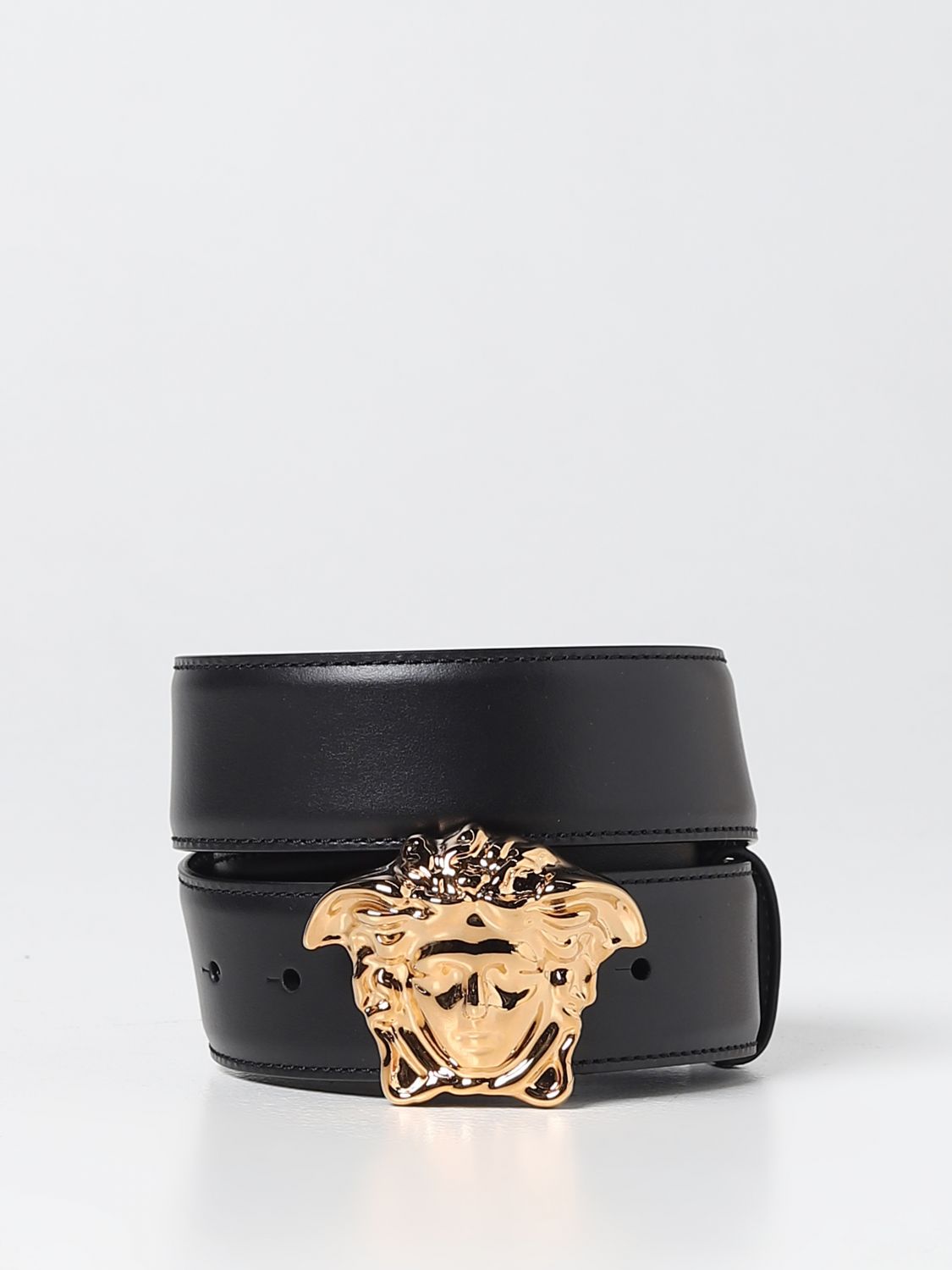 VERSACE: Medusa leather belt - Black | Versace belt DCU4140DVTP1KV ...