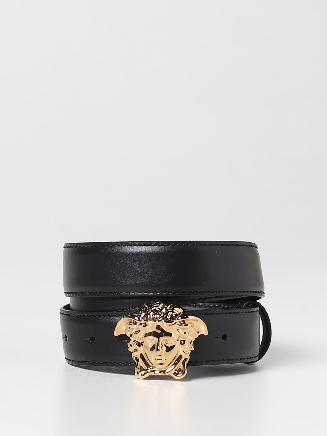 VERSACE: Medusa leather belt - Black  Versace belt DCU4747DVTP1KV online  at