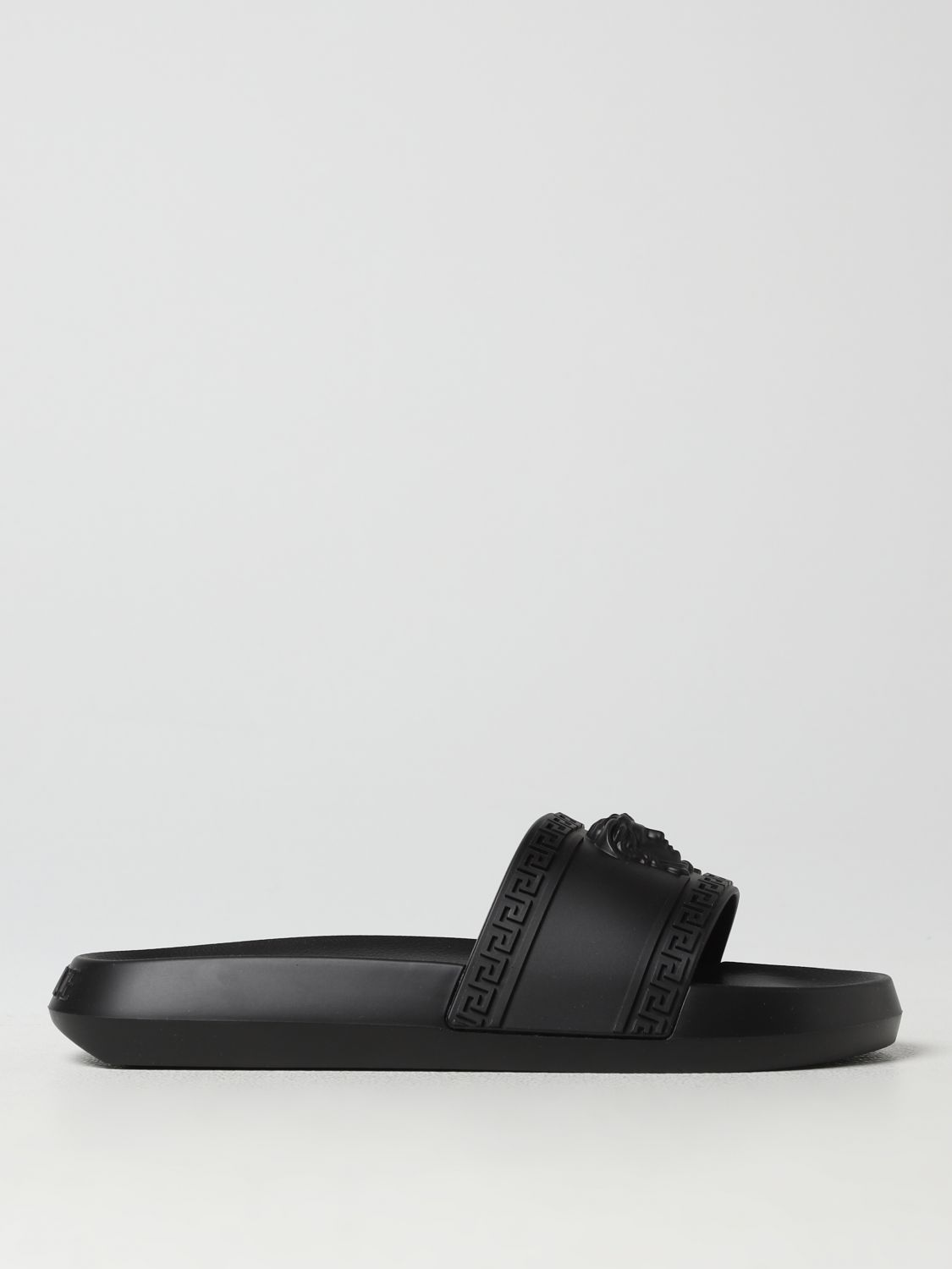VERSACE: Medusa rubber sliders - Black | Versace sandals 1008733DGO9G1B ...