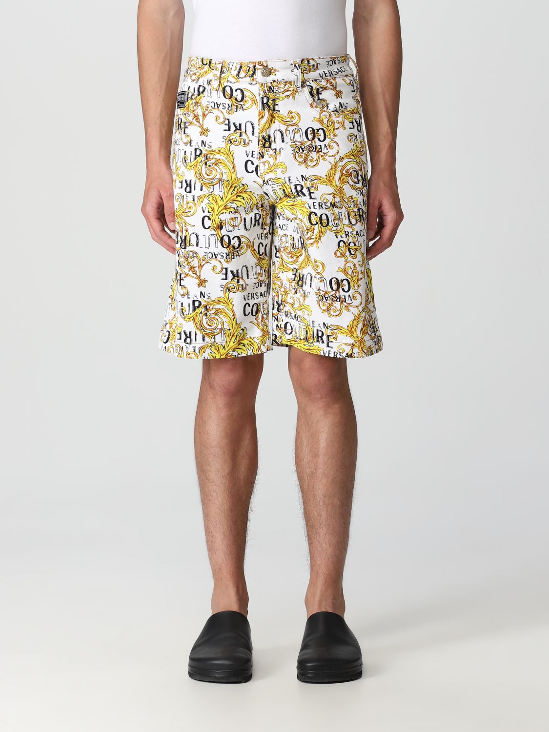 VERSACE JEANS COUTURE: shorts in stretch cotton - White | Versace Jeans ...