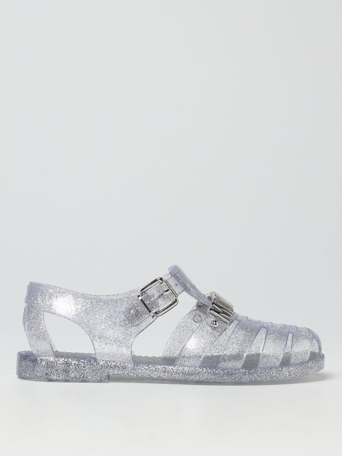 Moschino Couture Flat Sandals  Woman In Silver