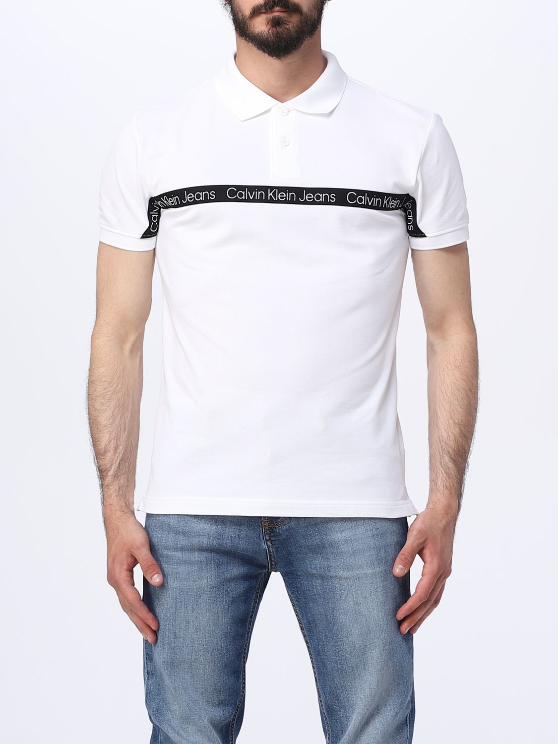 CALVIN JEANS: polo for man - White Calvin Klein Jeans polo shirt J30J322856 online on GIGLIO.COM