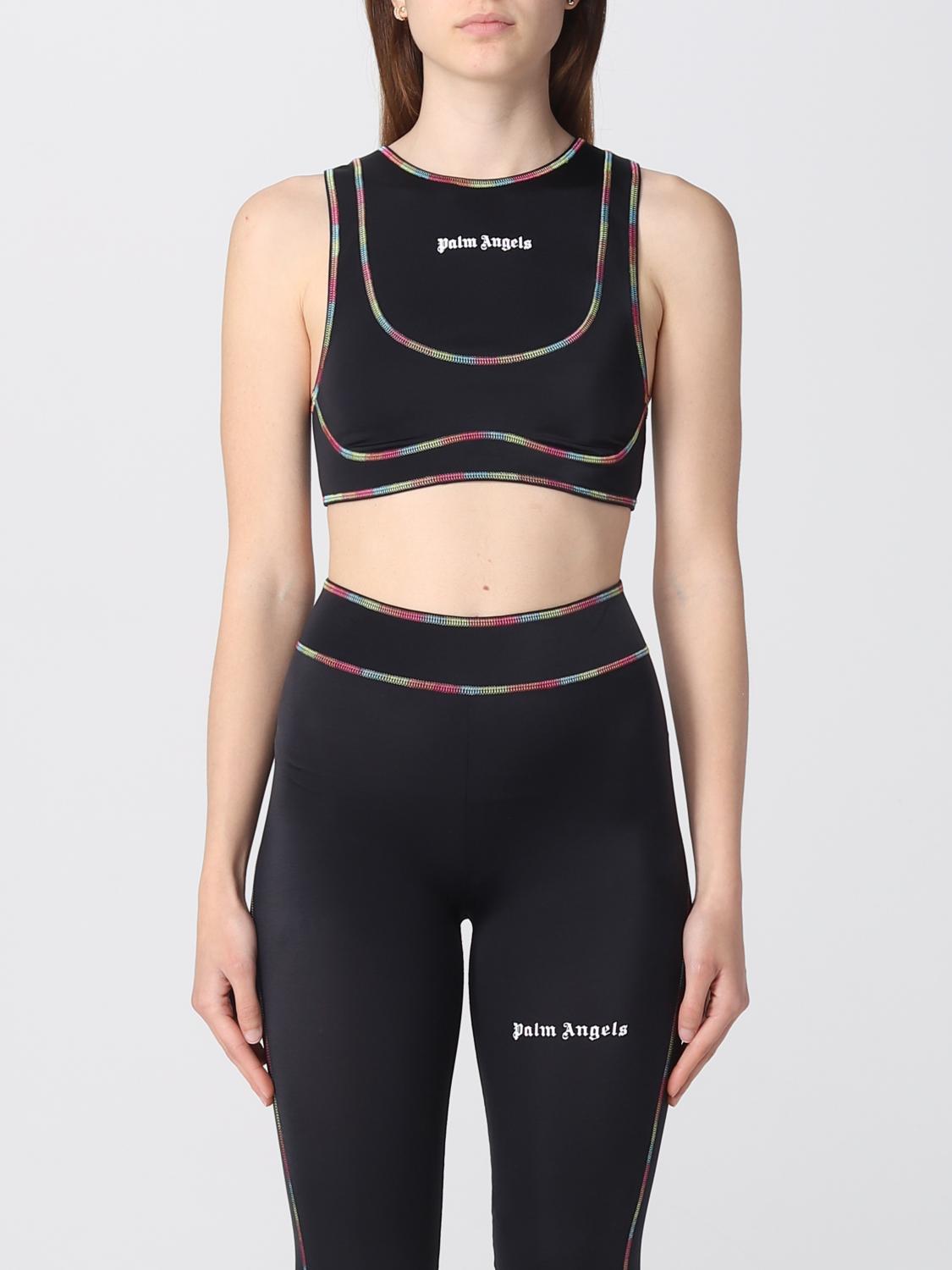 Palm Angels Black Rainbow Miami Sports Top In Black