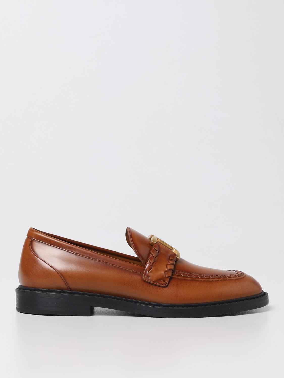 Chloé Marcie Almond-toe Leather Loafers In Brown