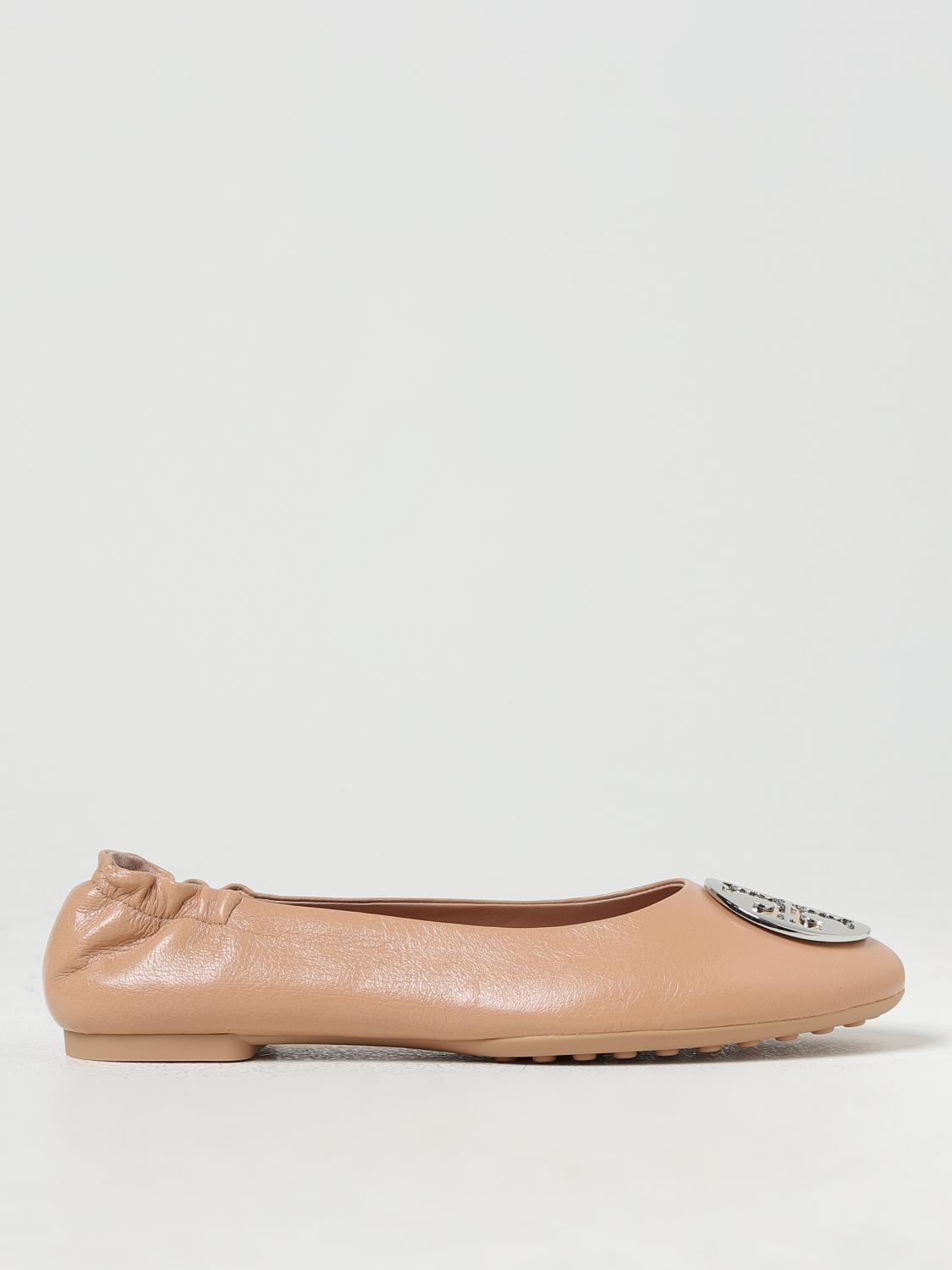 Tory Burch Leather Ballet Flats In Sand