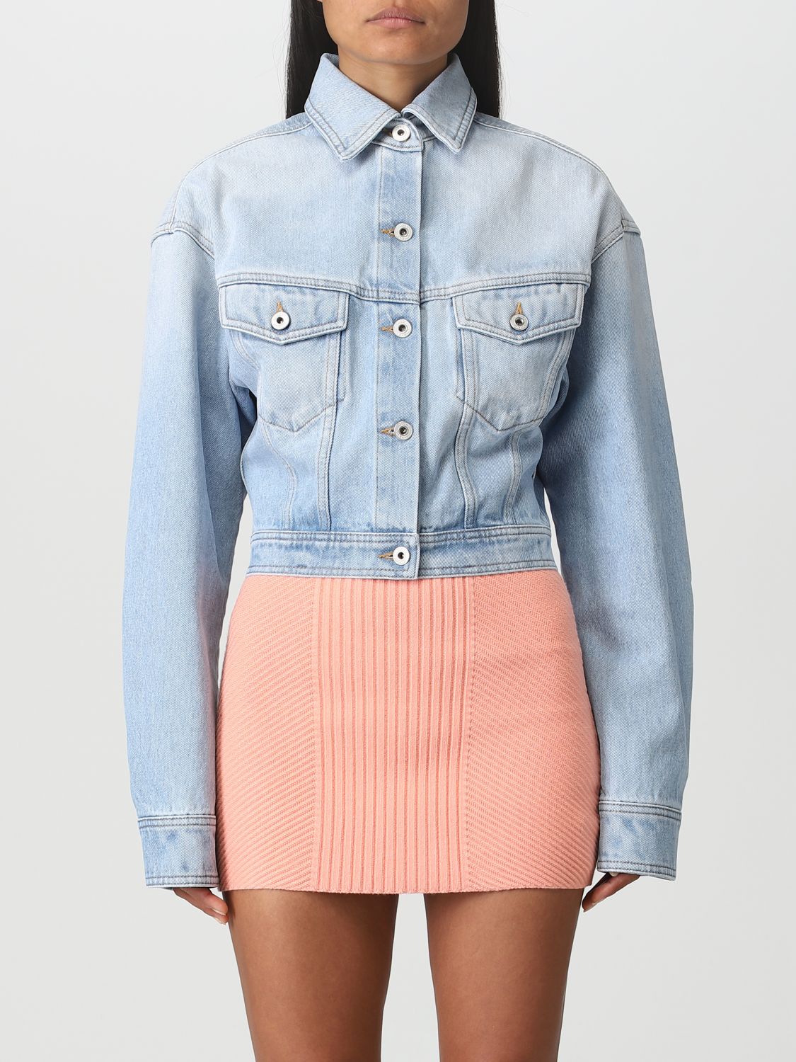 OFF-WHITE: jacket for woman - Blue | Off-White jacket OWYE041S23DEN001 ...