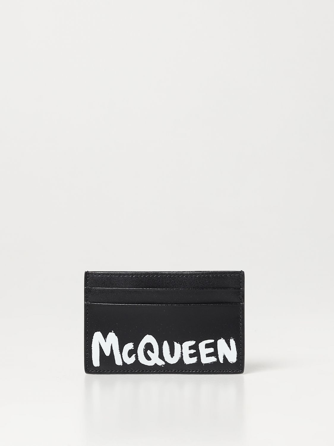 Alexander Mcqueen Graffiti Credit Card Holder In Leather In Black
