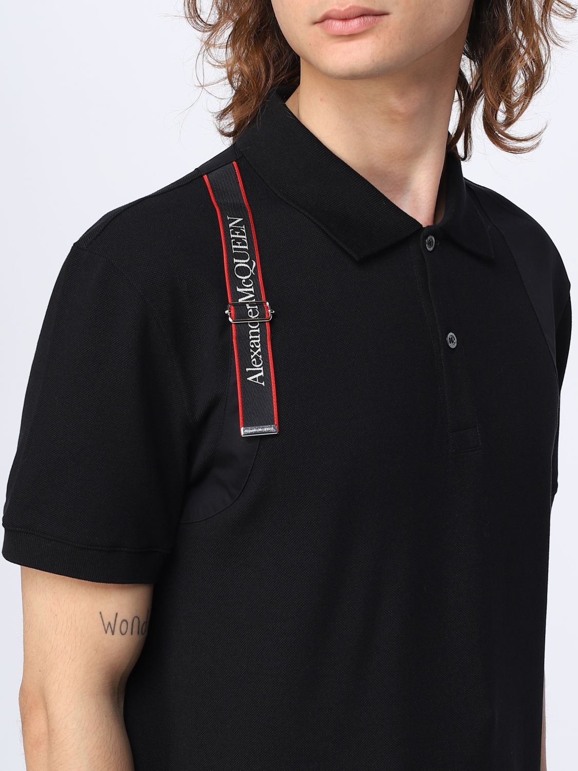 ALEXANDER MCQUEEN: polo shirt for man - Black | Alexander Mcqueen polo ...