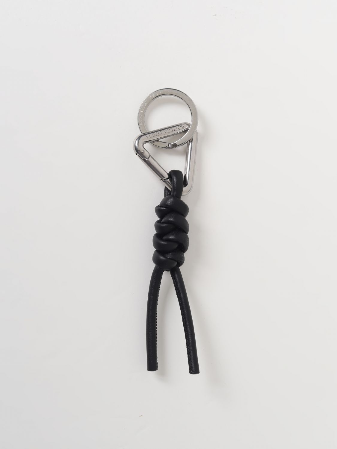 Triangle intreccio leather key ring - Black | Bottega Veneta keyring