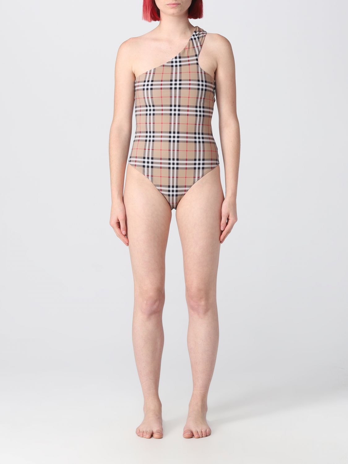 Shop Burberry Swimsuit In Lycra In Brown