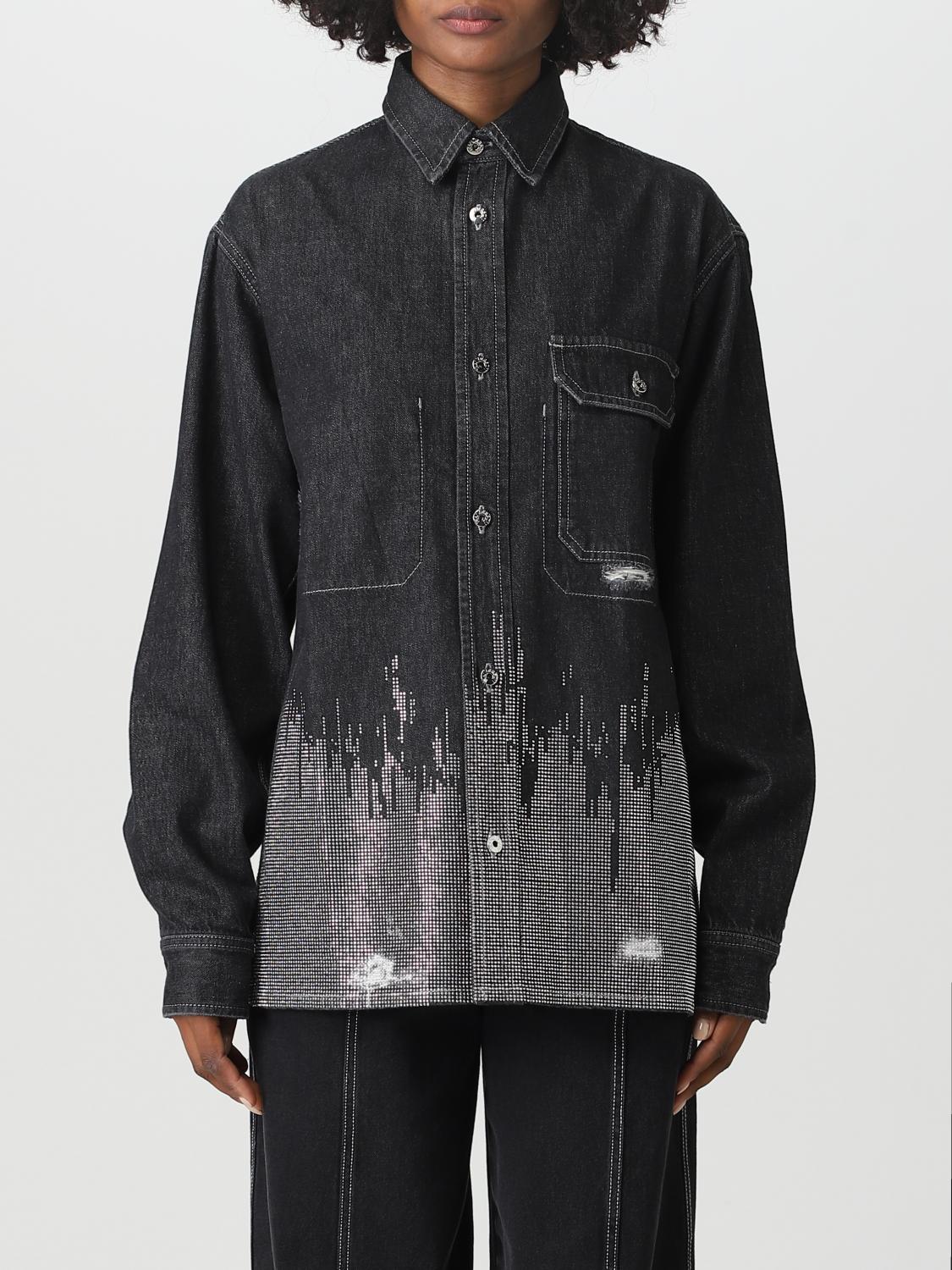 Jw Anderson Studded Workwear Shirt In Grey
