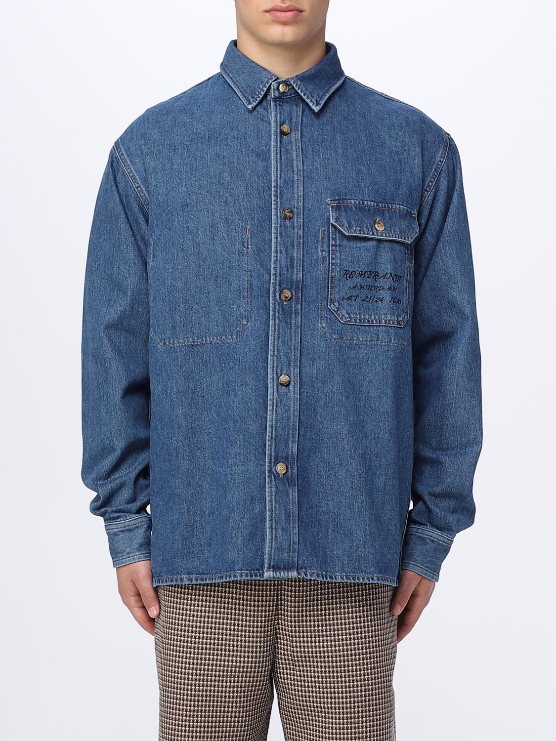 Jw Anderson Man Denim Shirt Blue Size L Cotton In Blue