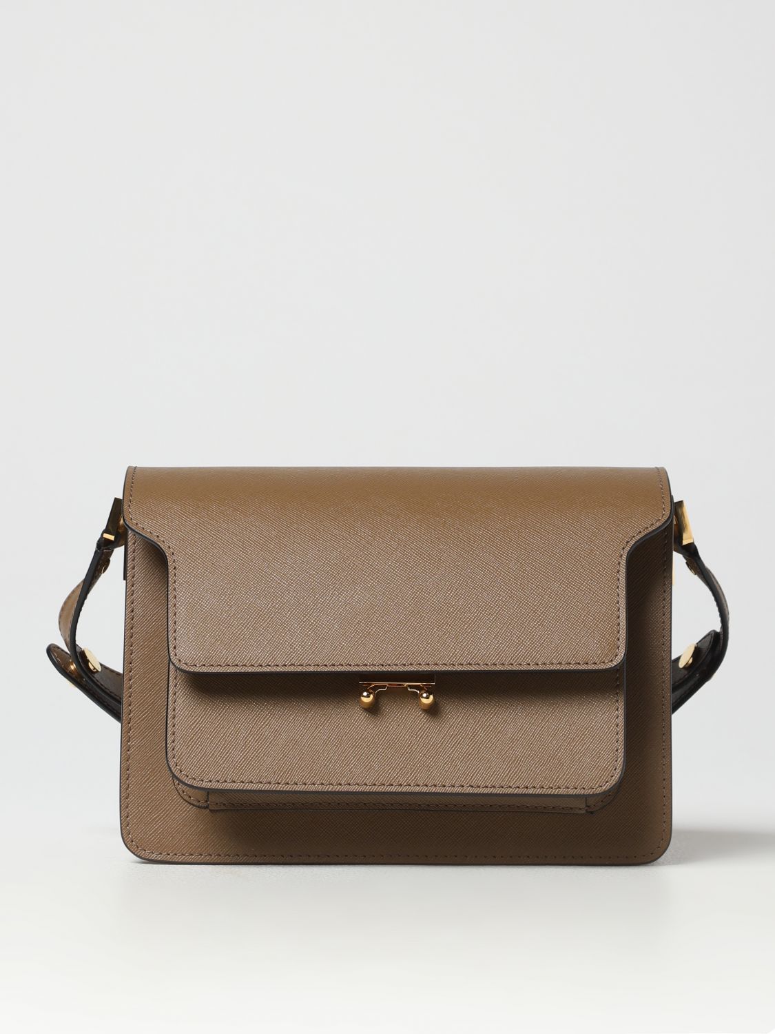 Marni Trunk Bag In Saffiano Leather In Brown