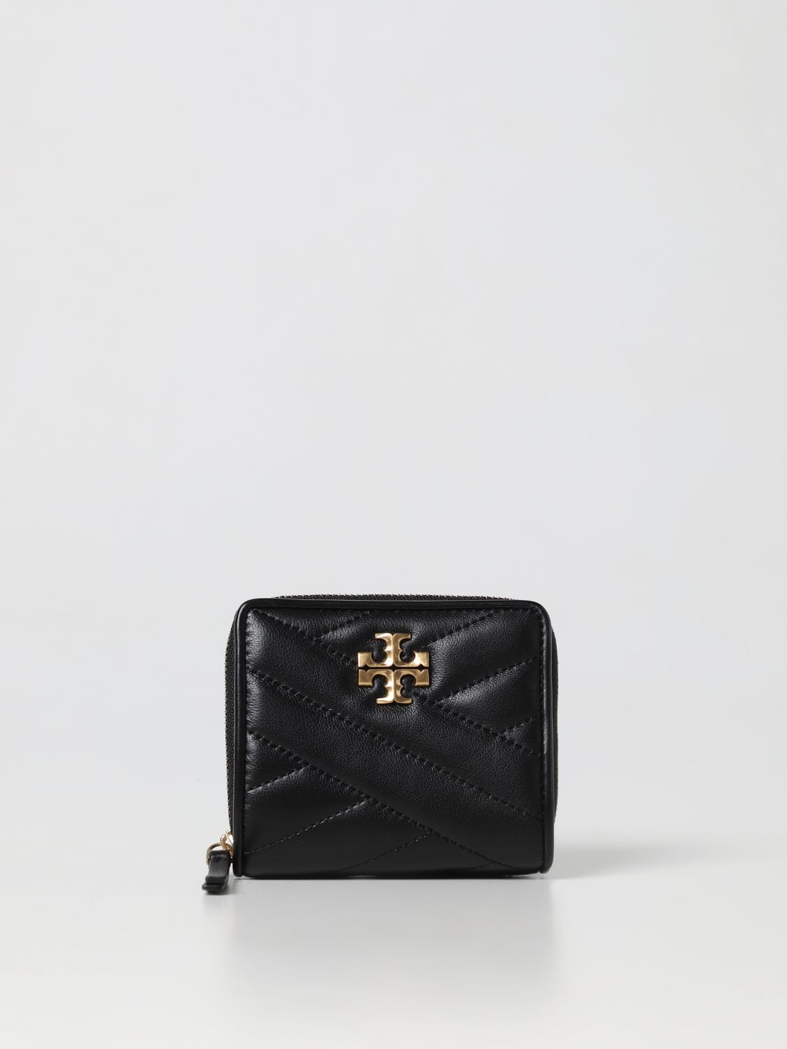 Shop Tory Burch Wallet In Quilted Leather In Black