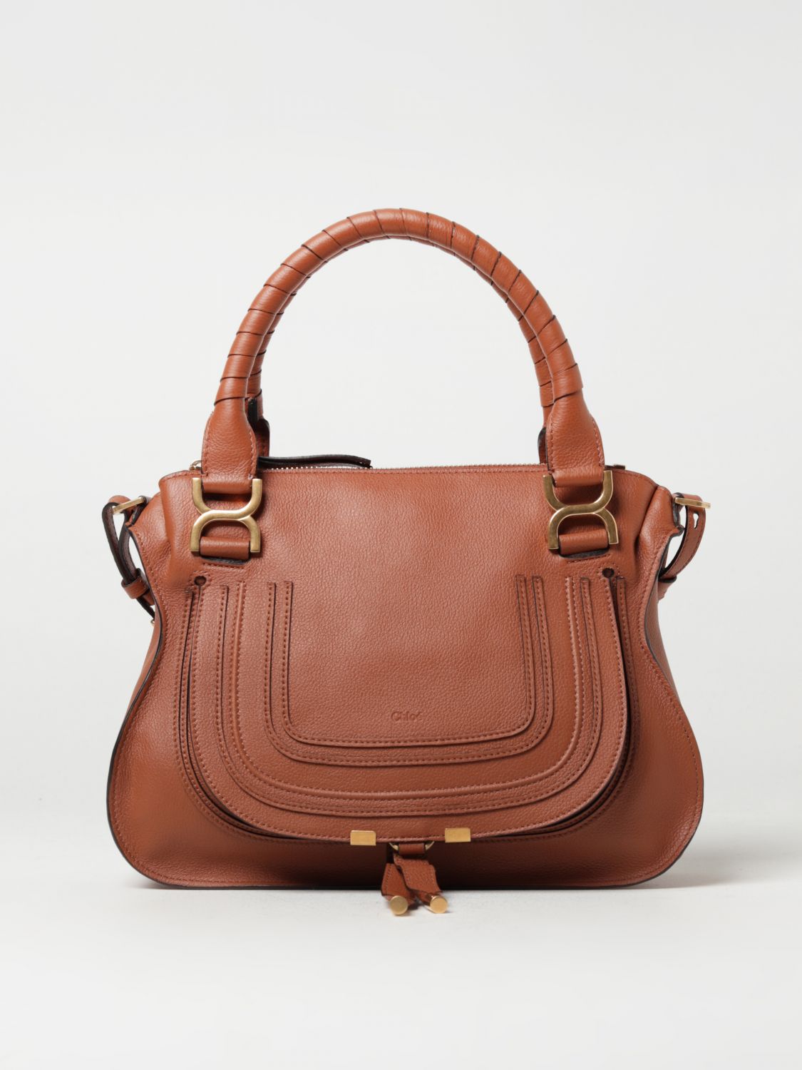 CHLOE Marcie Large Calfskin Leather Shoulder Bag Tan