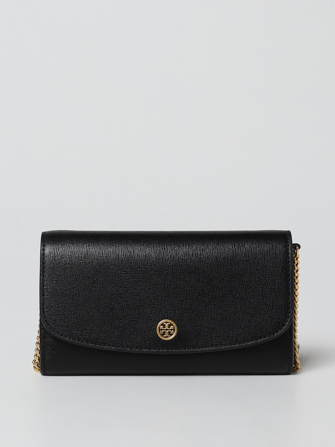 TORY BURCH Robinson wallet bag in micro grained leather Black