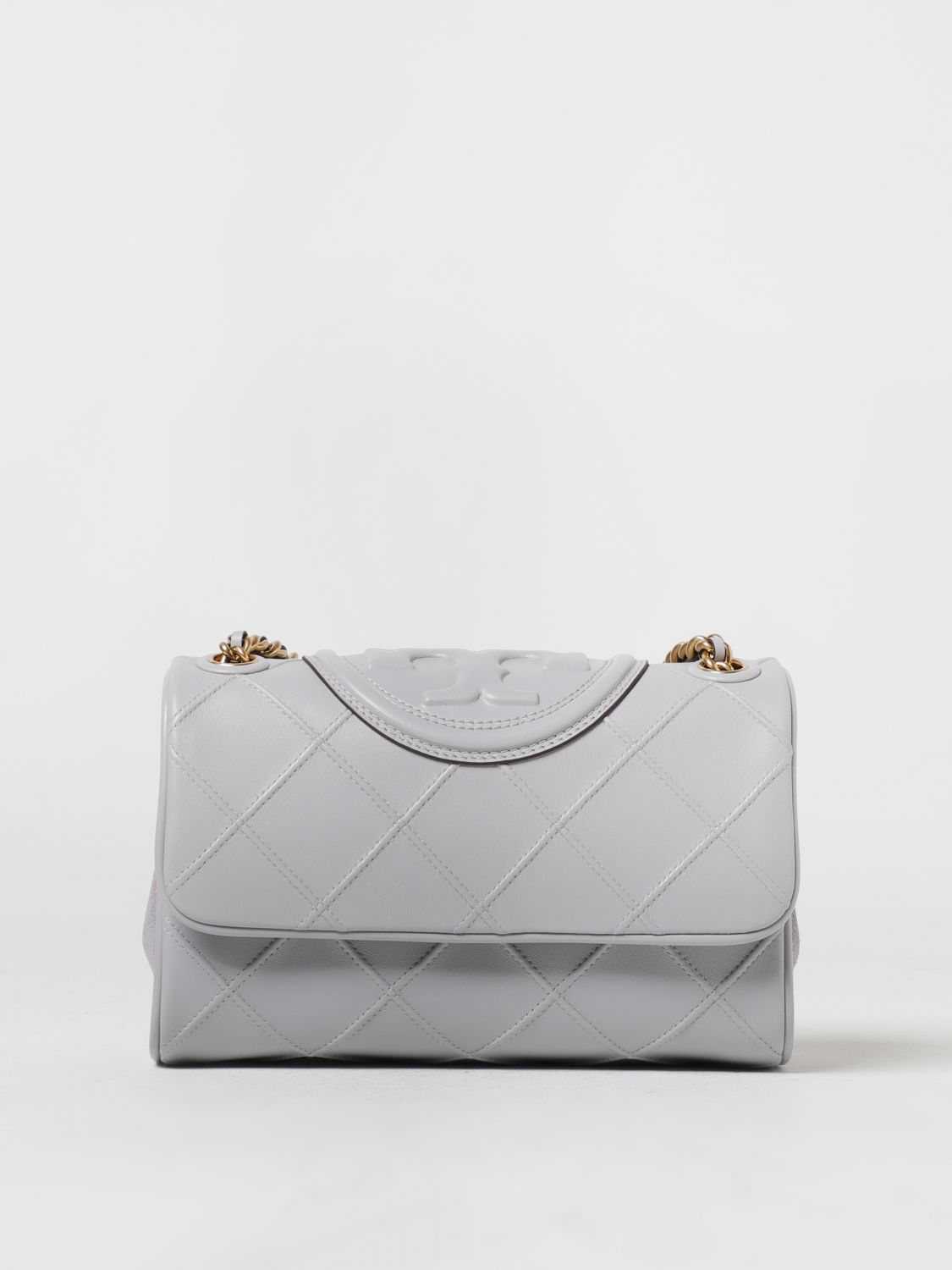 Shop Tory Burch Fleming  Leather Bag In Grey