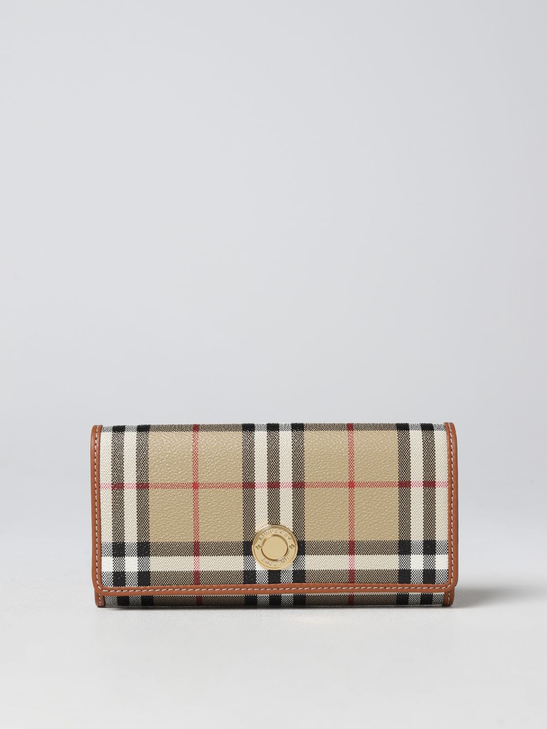 Burberry Check Leather Continental Wallet - Brown