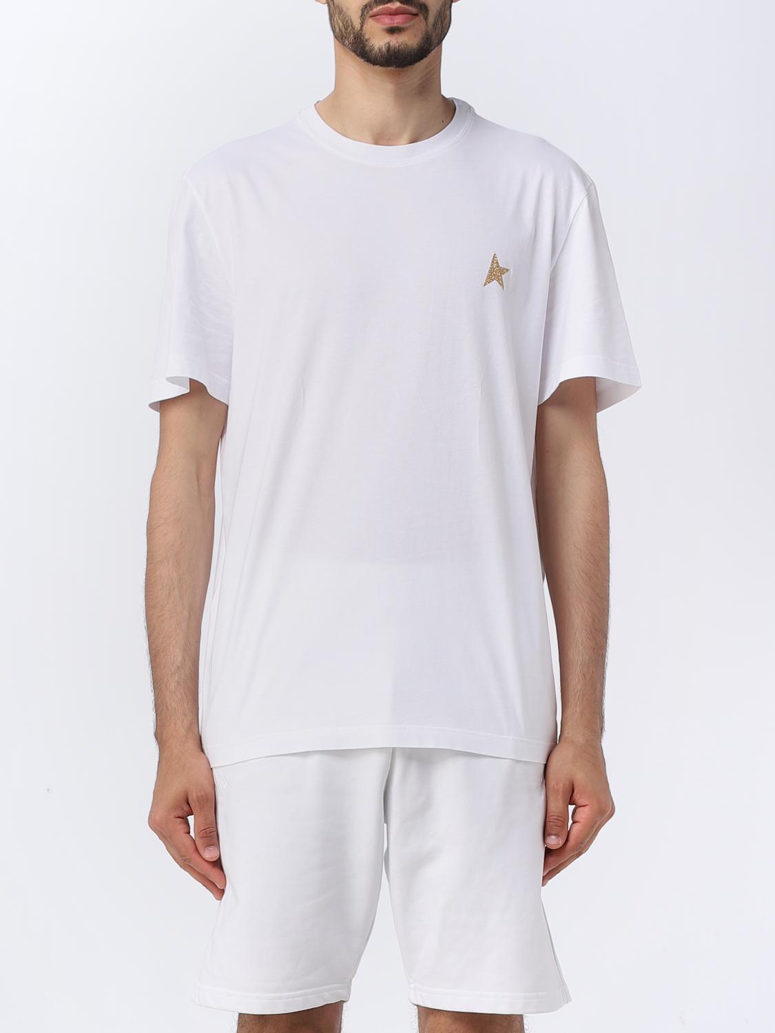 Golden Goose Star Collection T-shirt With Gold Star On The Front In White